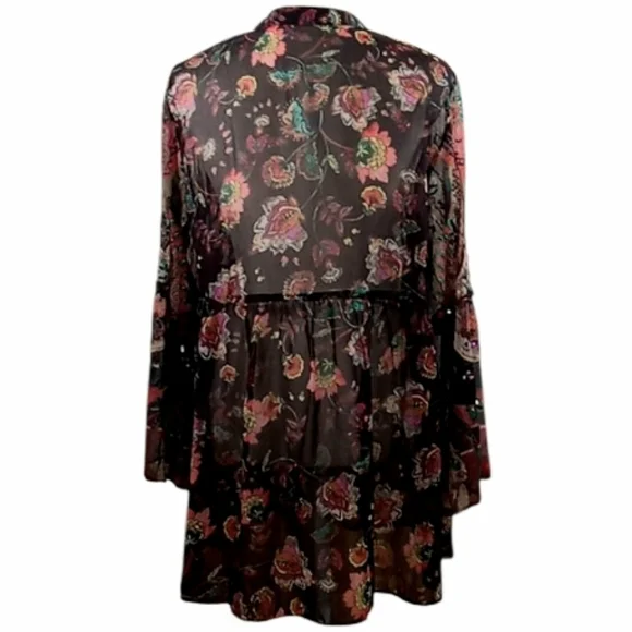 Soft Surroundings Asteria Beaded Sequin Tunic Top Varenna Plum Mixed Floral Sz S - Picture 14 of 16